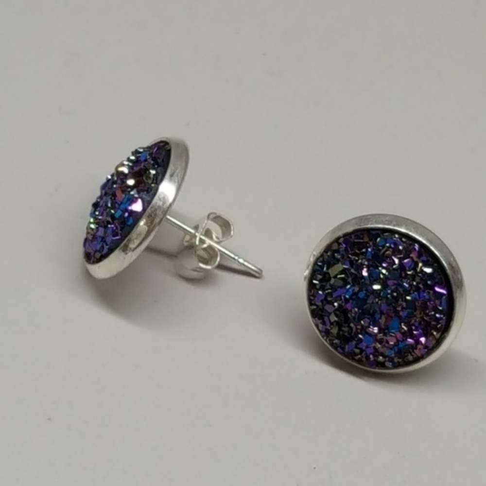 NEW 💖 Dark blue/purple glitter druzy - Picture 2 of 5
